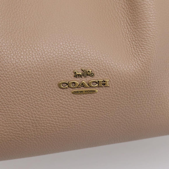 Coach Shoulder Bag Leather Gold Beige Auth 204975A