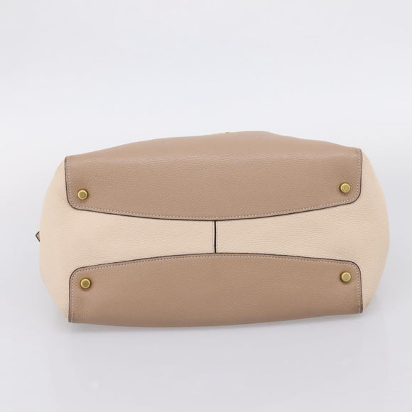 Coach Shoulder Bag Leather Gold Beige Auth 204975A