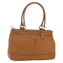 Coach Tote Bag Leather Brown Silver Auth 204986A-1
