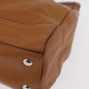 Coach Tote Bag Leather Brown Silver Auth 204986A-15