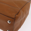 Coach Tote Bag Leather Brown Silver Auth 204986A-17