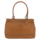Coach Tote Bag Leather Brown Silver Auth 204986A-13