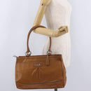 Coach Tote Bag Leather Brown Silver Auth 204986A-24