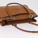 Coach Tote Bag Leather Brown Silver Auth 204986A-6