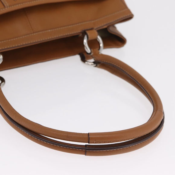 Coach Tote Bag Leather Brown Silver Auth 204986A