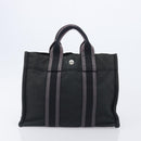 HERMES Hand Bag Canvas 2 Set Black Red Auth 204987-10