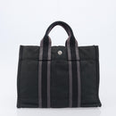 HERMES Hand Bag Canvas 2 Set Black Red Auth 204987-11