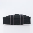 HERMES Hand Bag Canvas 2 Set Black Red Auth 204987-15