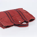 HERMES Hand Bag Canvas 2 Set Black Red Auth 204987-5