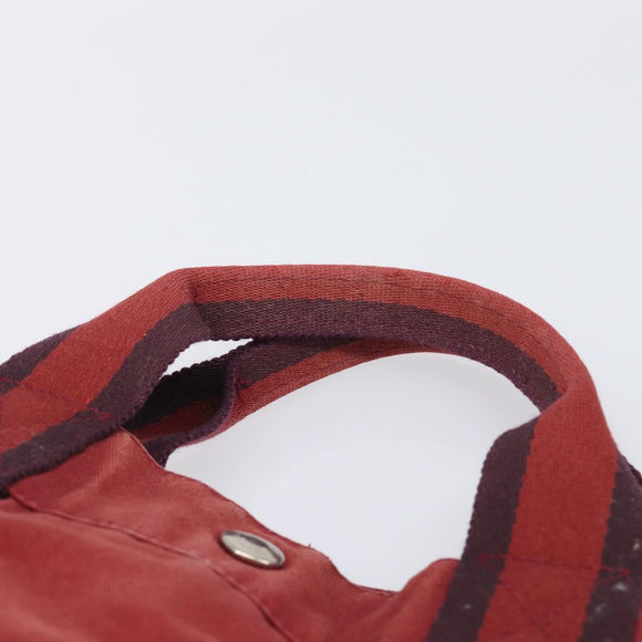 HERMES Hand Bag Canvas 2 Set Black Red Auth 204987