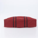 HERMES Hand Bag Canvas 2 Set Black Red Auth 204987-7
