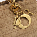 Christian Dior Lady Dior Canage Hand Bag Nylon Beige Gold Auth 205012-18