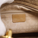 Christian Dior Lady Dior Canage Hand Bag Nylon Beige Gold Auth 205012-19
