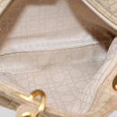 Christian Dior Lady Dior Canage Hand Bag Nylon Beige Gold Auth 205012-11