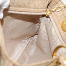 Christian Dior Lady Dior Canage Hand Bag Nylon Beige Gold Auth 205012-20