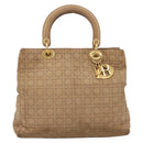 Christian Dior Lady Dior Canage Hand Bag Nylon Beige Gold Auth 205012-13