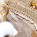 Christian Dior Lady Dior Canage Hand Bag Nylon Beige Gold Auth 205012-22
