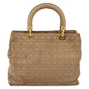 Christian Dior Lady Dior Canage Hand Bag Nylon Beige Gold Auth 205012-2
