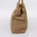 Christian Dior Lady Dior Canage Hand Bag Nylon Beige Gold Auth 205012-4