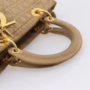 Christian Dior Lady Dior Canage Hand Bag Nylon Beige Gold Auth 205012-7