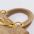 Christian Dior Lady Dior Canage Hand Bag Nylon Beige Gold Auth 205012-14
