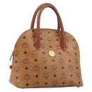 MCM Logogram Vicetos Hand Bag PVC Leather Brown Gold Auth 205013-1