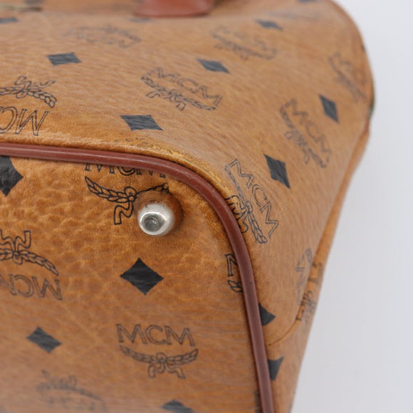 MCM Logogram Vicetos Hand Bag PVC Leather Brown Gold Auth 205013