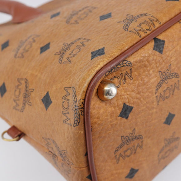 MCM Logogram Vicetos Hand Bag PVC Leather Brown Gold Auth 205013
