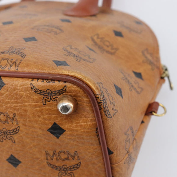 MCM Logogram Vicetos Hand Bag PVC Leather Brown Gold Auth 205013