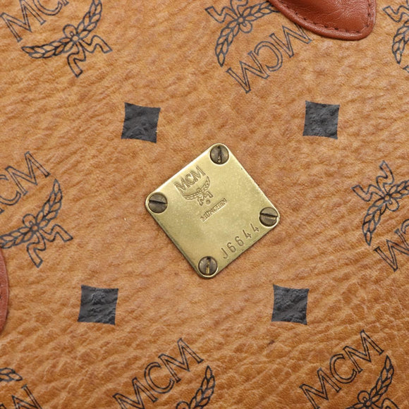 MCM Logogram Vicetos Hand Bag PVC Leather Brown Gold Auth 205013