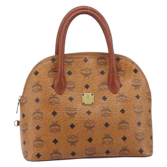 MCM Logogram Vicetos Hand Bag PVC Leather Brown Gold Auth 205013