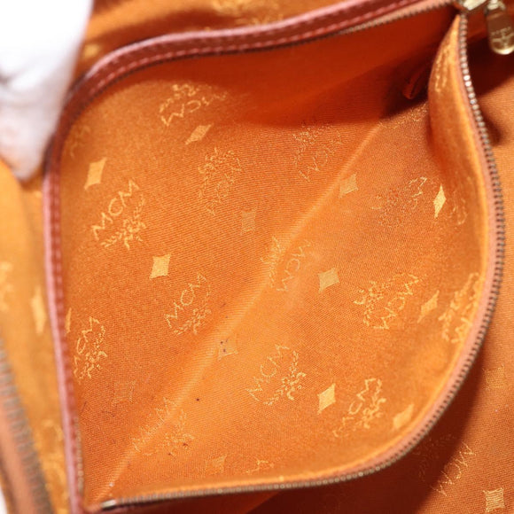 MCM Logogram Vicetos Hand Bag PVC Leather Brown Gold Auth 205013