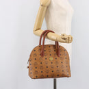 MCM Logogram Vicetos Hand Bag PVC Leather Brown Gold Auth 205013-22