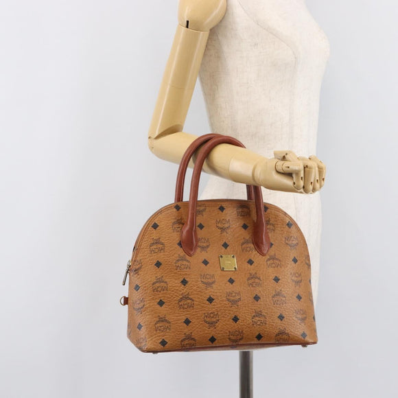MCM Logogram Vicetos Hand Bag PVC Leather Brown Gold Auth 205013