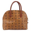 MCM Logogram Vicetos Hand Bag PVC Leather Brown Gold Auth 205013-2