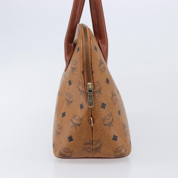 MCM Logogram Vicetos Hand Bag PVC Leather Brown Gold Auth 205013