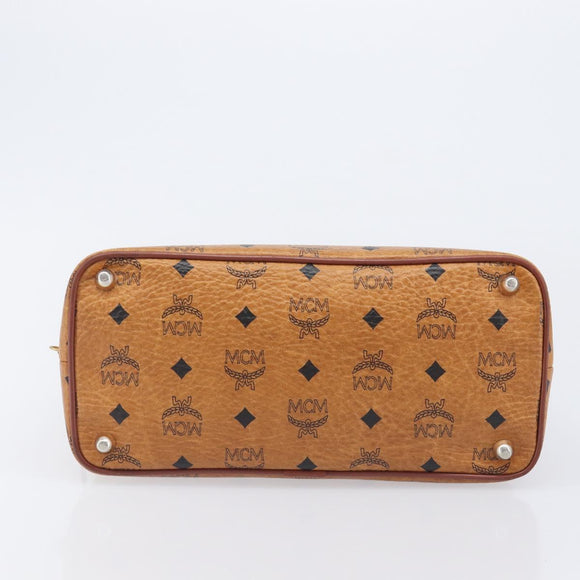 MCM Logogram Vicetos Hand Bag PVC Leather Brown Gold Auth 205013