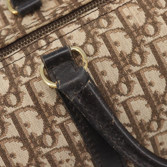 Christian Dior Trotter Canvas Boston Bag Beige Gold Auth 205015