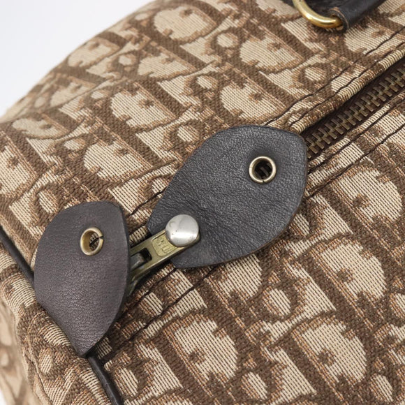 Christian Dior Trotter Canvas Boston Bag Beige Gold Auth 205015