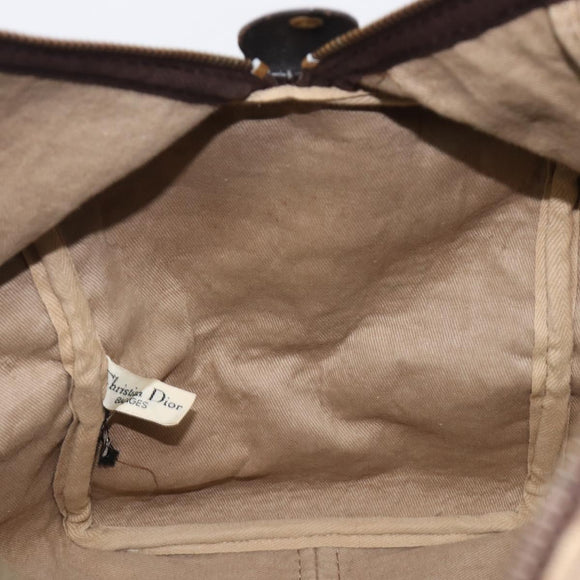 Christian Dior Trotter Canvas Boston Bag Beige Gold Auth 205015