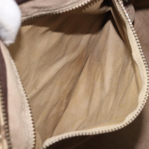Christian Dior Trotter Canvas Boston Bag Beige Gold Auth 205015