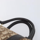 Christian Dior Trotter Canvas Boston Bag Beige Gold Auth 205015-8
