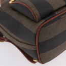 FENDI Pecan Canvas Backpack PVC Black Brown Auth 205016-12