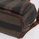 FENDI Pecan Canvas Backpack PVC Black Brown Auth 205016-13