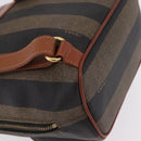 FENDI Pecan Canvas Backpack PVC Black Brown Auth 205016-14