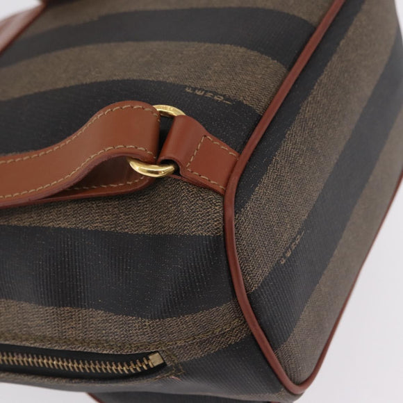 FENDI Pecan Canvas Backpack PVC Black Brown Auth 205016