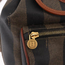 FENDI Pecan Canvas Backpack PVC Black Brown Auth 205016-16