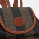 FENDI Pecan Canvas Backpack PVC Black Brown Auth 205016-17