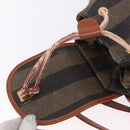 FENDI Pecan Canvas Backpack PVC Black Brown Auth 205016-18