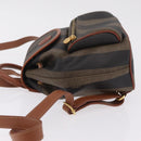 FENDI Pecan Canvas Backpack PVC Black Brown Auth 205016-5